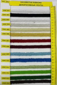 Dekoratīvās lentes – art. 294: GMZ 001, GMZ 002, GMZ 003, GMZ 004, GMZ 005, GMZ 006 …