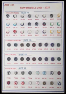 Paidan napit – art. 07: ISIZE 16, AK 01, AK 09, AK 17, AK 02, AK 10 …