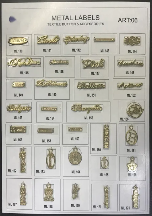 Metal Labels – art. 06: ML 145, ML 149, ML 153, ML 157, ML 167, ML 141 …