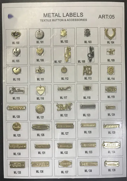 Metal Labels – art. 05: ML 105, ML 120, ML 125, ML 130, ML 101, ML 106 …