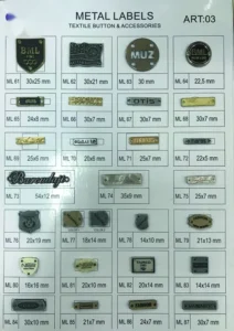 Metal Labels – art. 03: ML 64, ML 61, ML 65, ML 69, ML62, ML 70 …