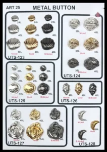 Метални копчета – арт. 25: UTS-125, UTS-127, UTS-124, UTS-126, UTS-128