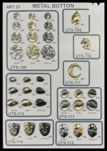 Метални копчета – арт. 23: UTS-109, UTS-108, UTS-112, UTS-113, UTS-114