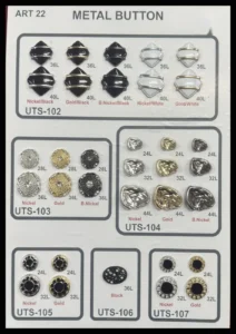 Метални копчета – арт. 22: UTS-102, UTS-103, UTS-104, UTS-105, UTS-106, UTS-107