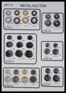 Метални копчета – арт. 12: UTS-71, UTS-73, UTS-75, UTS-72, UTS-74, UTS-77