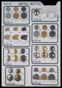 Метални копчета – арт. 03: UTS-17, UTS-19, UTS-21, UTS-08, UTS-18, UTS-20 …