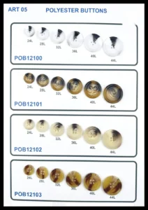 Polyesterknappar – art. 05: POB12100, POB12101, POB12102, POB12103