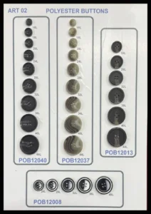 Polyesterknappar – art. 02: POB12040, POB12037, POB12013, POB12008