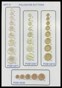 Polyesterknappar – art. 01: POB12007, POB12011, POB12010, POB12009