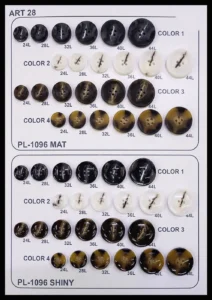 Polyesterknappar – art. 28: PL-1096, E 361