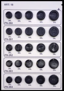 Polyesterknappar – art. 18: FN-260, FN-261, FN-262, FN-263, FN-264