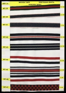 Trükitud paelad – art. 31: WT-40, WT-42, WT-43, WT-44, WT-45, WT-46
