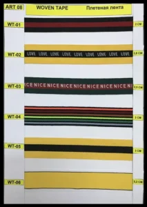 Trükitud paelad – art. 08: WRR-02, WT-03, W-R-04, MT-05, W-R-06